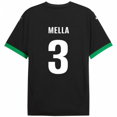 Kandiny Kinder Sara Mella #3 Schwarz Dunkelgrün Heimtrikot Trikot 2024/25 T-Shirt