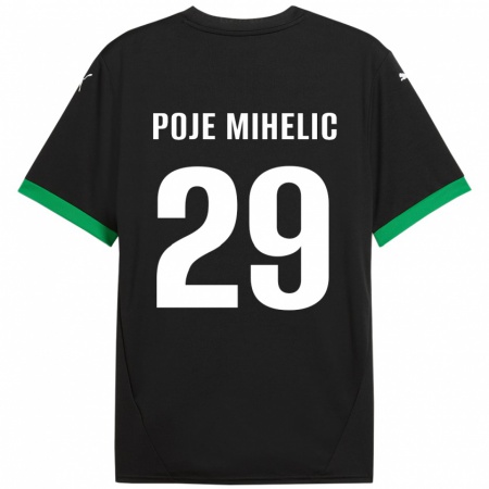 Kandiny Kinder Naja Poje Mihelič #29 Schwarz Dunkelgrün Heimtrikot Trikot 2024/25 T-Shirt