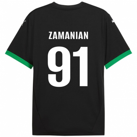 Kandiny Kinder Annahita Zamanian #91 Schwarz Dunkelgrün Heimtrikot Trikot 2024/25 T-Shirt