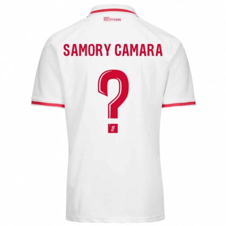 Kandiny Kinder Verges Samory Camara #0 Weiß Rot Heimtrikot Trikot 2024/25 T-Shirt