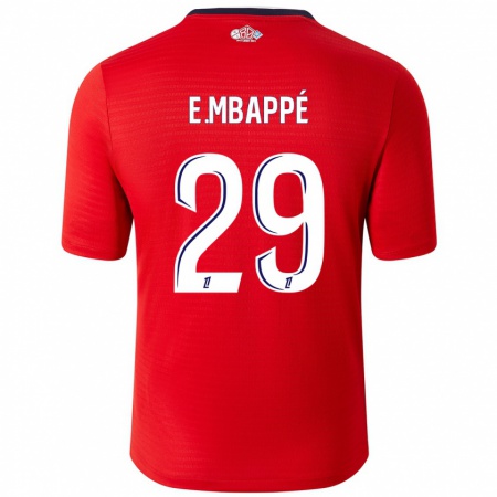 Kandiny Kinder Ethan Mbappé #29 Rot Weiß Heimtrikot Trikot 2024/25 T-Shirt