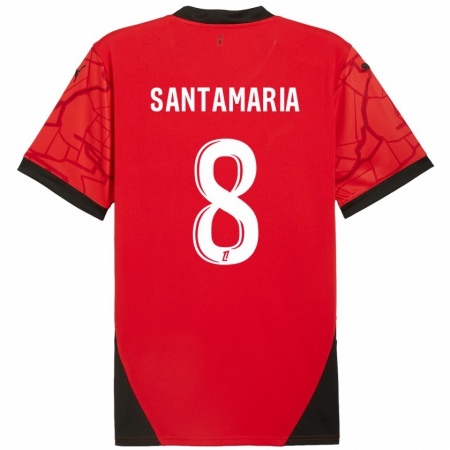 Kandiny Kinder Baptiste Santamaria #8 Rot Schwarz Heimtrikot Trikot 2024/25 T-Shirt