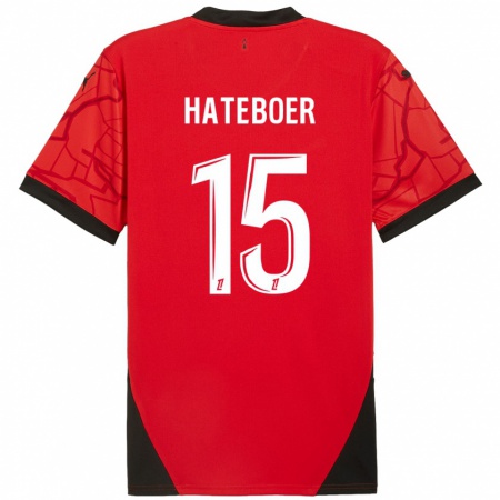 Kandiny Kinder Hans Hateboer #15 Rot Schwarz Heimtrikot Trikot 2024/25 T-Shirt