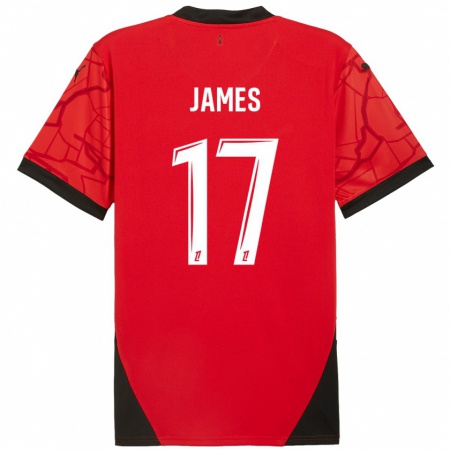 Kandiny Kinder Jordan James #17 Rot Schwarz Heimtrikot Trikot 2024/25 T-Shirt