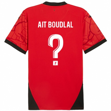 Kandiny Kinder Abdelhamid Ait Boudlal #0 Rot Schwarz Heimtrikot Trikot 2024/25 T-Shirt