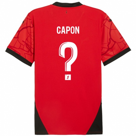 Kandiny Kinder José Capon #0 Rot Schwarz Heimtrikot Trikot 2024/25 T-Shirt