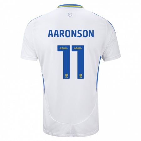 Kandiny Kinder Brenden Aaronson #11 Weiß Blau Heimtrikot Trikot 2024/25 T-Shirt