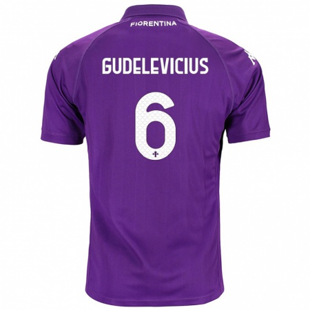 Kandiny Kinder Ernestas Gudelevicius #6 Violett Heimtrikot Trikot 2024/25 T-Shirt