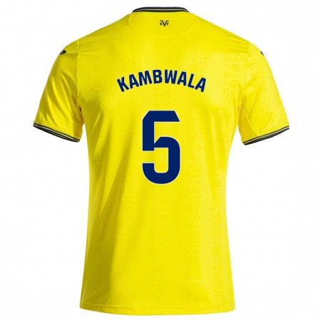 Kandiny Kinder Willy Kambwala #5 Gelb Schwarz Heimtrikot Trikot 2024/25 T-Shirt