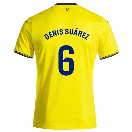 Kandiny Kinder Denis Suárez #6 Gelb Schwarz Heimtrikot Trikot 2024/25 T-Shirt