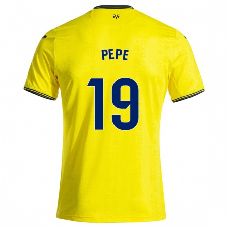 Kandiny Kinder Nicolas Pépé #19 Gelb Schwarz Heimtrikot Trikot 2024/25 T-Shirt