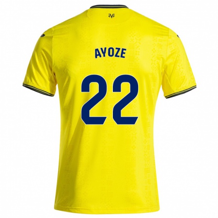 Kandiny Kinder Ayoze Pérez #22 Gelb Schwarz Heimtrikot Trikot 2024/25 T-Shirt