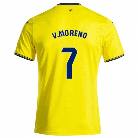 Kandiny Kinder Víctor Moreno #7 Gelb Schwarz Heimtrikot Trikot 2024/25 T-Shirt