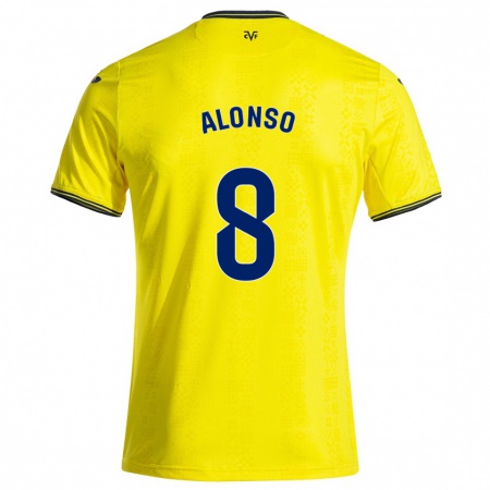 Kandiny Kinder Rodri Alonso #8 Gelb Schwarz Heimtrikot Trikot 2024/25 T-Shirt