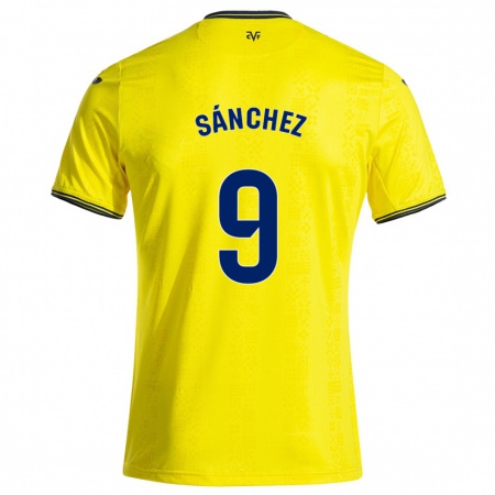 Kandiny Kinder Edu Sánchez #9 Gelb Schwarz Heimtrikot Trikot 2024/25 T-Shirt