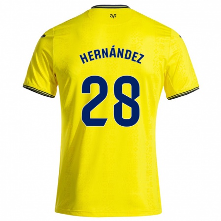 Kandiny Kinder Gerard Hernández #28 Gelb Schwarz Heimtrikot Trikot 2024/25 T-Shirt