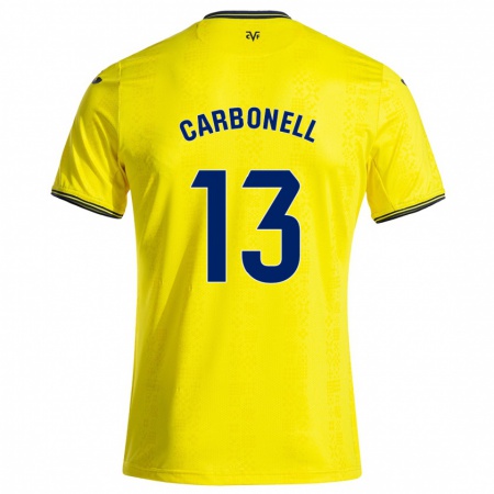 Kandiny Kinder Carmen Carbonell #13 Gelb Schwarz Heimtrikot Trikot 2024/25 T-Shirt