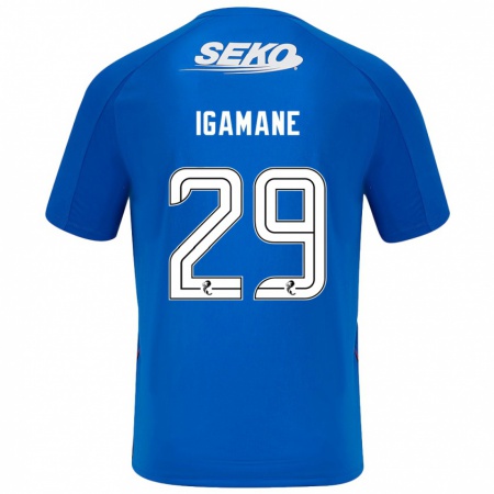 Kandiny Kinder Hamza Igamane #29 Dunkelblau Heimtrikot Trikot 2024/25 T-Shirt