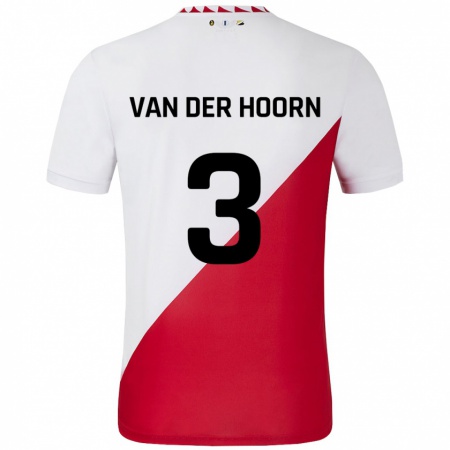 Kandiny Kinder Mike Van Der Hoorn #3 Weiß Rot Heimtrikot Trikot 2024/25 T-Shirt