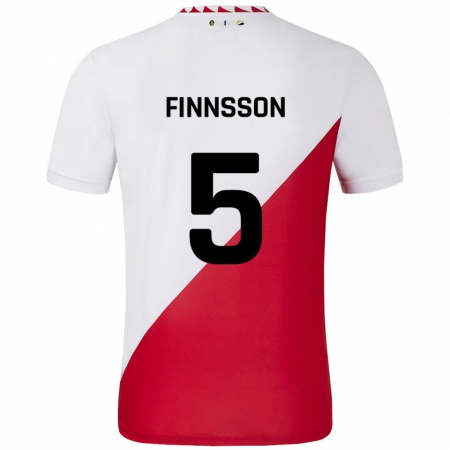 Kandiny Kinder Kolbeinn Finnsson #5 Weiß Rot Heimtrikot Trikot 2024/25 T-Shirt