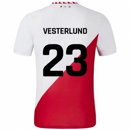 Kandiny Kinder Niklas Vesterlund #23 Weiß Rot Heimtrikot Trikot 2024/25 T-Shirt