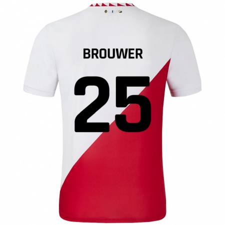 Kandiny Kinder Michael Brouwer #25 Weiß Rot Heimtrikot Trikot 2024/25 T-Shirt