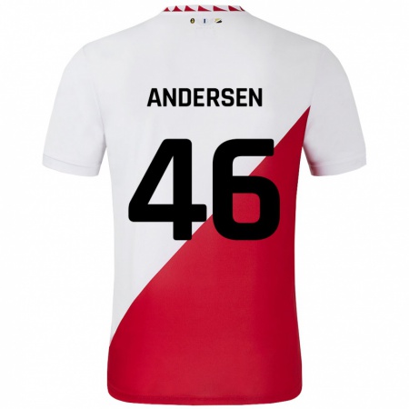 Kandiny Kinder Silas Andersen #46 Weiß Rot Heimtrikot Trikot 2024/25 T-Shirt