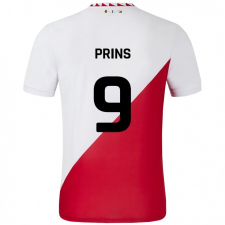 Kandiny Kinder Femke Prins #9 Weiß Rot Heimtrikot Trikot 2024/25 T-Shirt