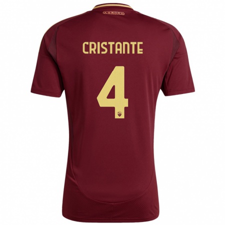 Kandiny Kinder Bryan Cristante #4 Rot Braun Gold Heimtrikot Trikot 2024/25 T-Shirt