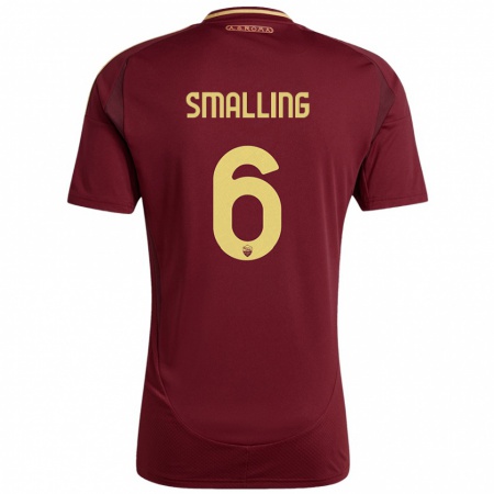 Kandiny Kinder Chris Smalling #6 Rot Braun Gold Heimtrikot Trikot 2024/25 T-Shirt