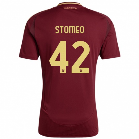 Kandiny Kinder Giorgio Stomeo #42 Rot Braun Gold Heimtrikot Trikot 2024/25 T-Shirt