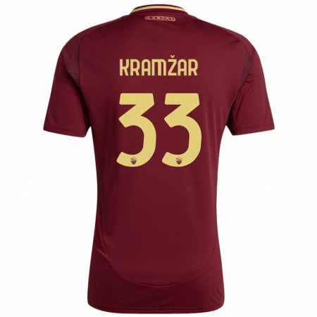 Kandiny Kinder Zara Kramžar #33 Rot Braun Gold Heimtrikot Trikot 2024/25 T-Shirt