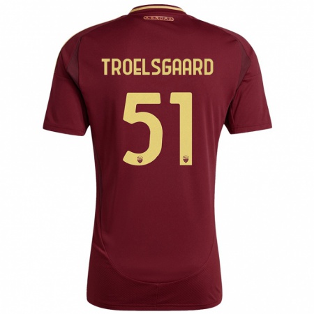 Kandiny Kinder Sanne Troelsgaard #51 Rot Braun Gold Heimtrikot Trikot 2024/25 T-Shirt