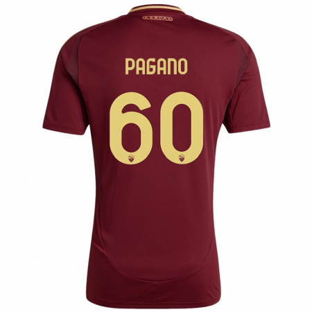 Kandiny Kinder Riccardo Pagano #60 Rot Braun Gold Heimtrikot Trikot 2024/25 T-Shirt