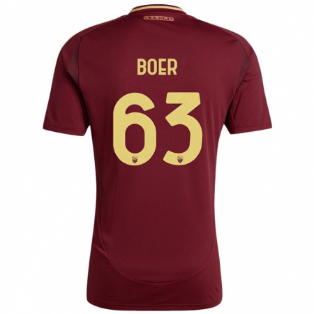 Kandiny Kinder Pietro Boer #63 Rot Braun Gold Heimtrikot Trikot 2024/25 T-Shirt