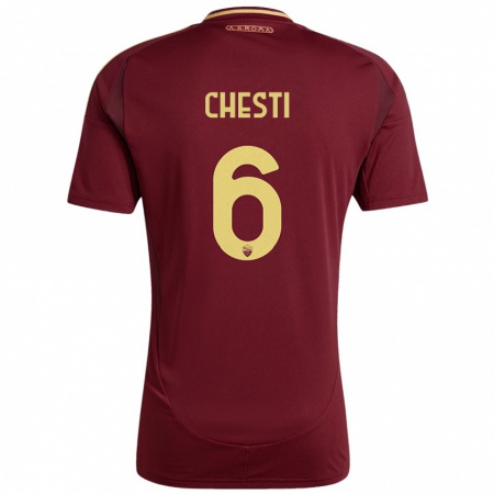 Kandiny Kinder Francesco Chesti #6 Rot Braun Gold Heimtrikot Trikot 2024/25 T-Shirt