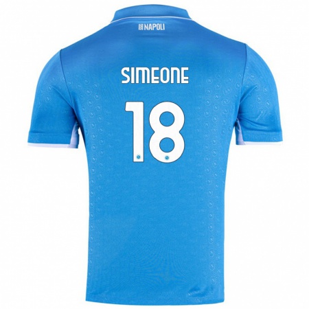 Kandiny Kinder Giovanni Simeone #18 Himmelblau Heimtrikot Trikot 2024/25 T-Shirt