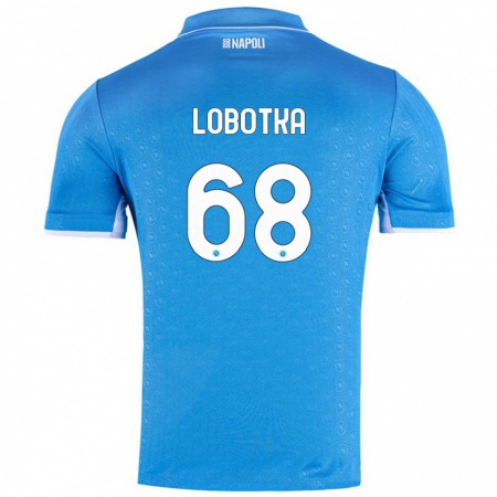 Kandiny Kinder Stanislav Lobotka #68 Himmelblau Heimtrikot Trikot 2024/25 T-Shirt