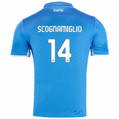 Kandiny Kinder Fabio Scognamiglio #14 Himmelblau Heimtrikot Trikot 2024/25 T-Shirt