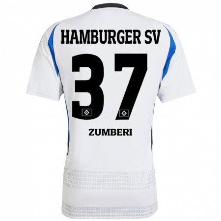 Kandiny Kinder Valon Zumberi #37 Weiß Blau Heimtrikot Trikot 2024/25 T-Shirt