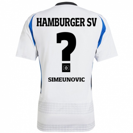 Kandiny Kinder Denis Simeunovic #0 Weiß Blau Heimtrikot Trikot 2024/25 T-Shirt