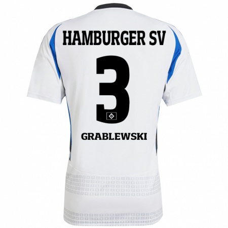 Kandiny Kinder Max Grablewski #3 Weiß Blau Heimtrikot Trikot 2024/25 T-Shirt