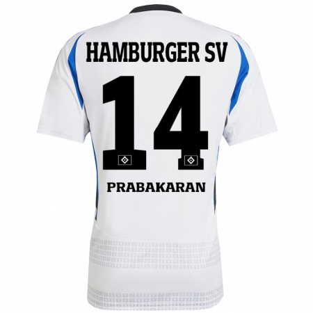 Kandiny Kinder Nilavan Prabakaran #14 Weiß Blau Heimtrikot Trikot 2024/25 T-Shirt