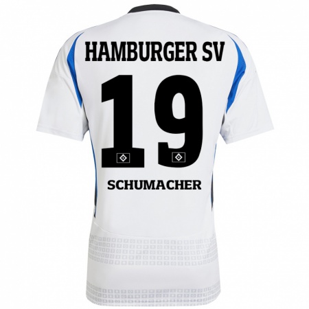 Kandiny Kinder Lukas Schumacher #19 Weiß Blau Heimtrikot Trikot 2024/25 T-Shirt