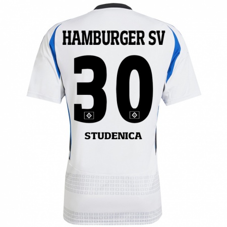 Kandiny Kinder Aron Studenica #30 Weiß Blau Heimtrikot Trikot 2024/25 T-Shirt