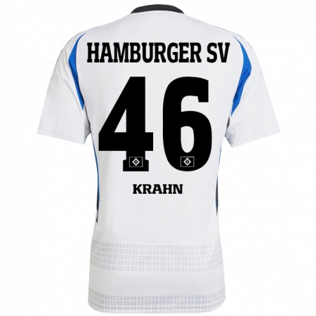 Kandiny Kinder Elijah Krahn #46 Weiß Blau Heimtrikot Trikot 2024/25 T-Shirt