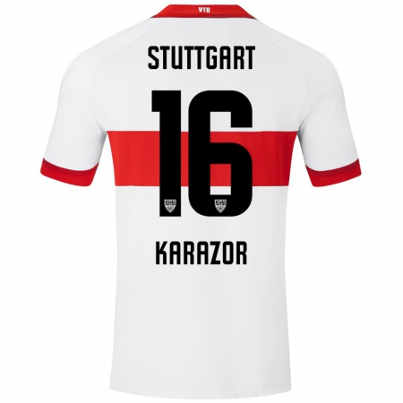 Kandiny Kinder Atakan Karazor #16 Weiß Rot Heimtrikot Trikot 2024/25 T-Shirt