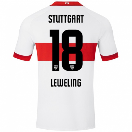 Kandiny Kinder Jamie Leweling #18 Weiß Rot Heimtrikot Trikot 2024/25 T-Shirt