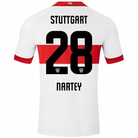 Kandiny Kinder Nikolas Nartey #28 Weiß Rot Heimtrikot Trikot 2024/25 T-Shirt