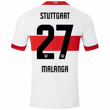 Kandiny Kinder Jarzinho Malanga #27 Weiß Rot Heimtrikot Trikot 2024/25 T-Shirt